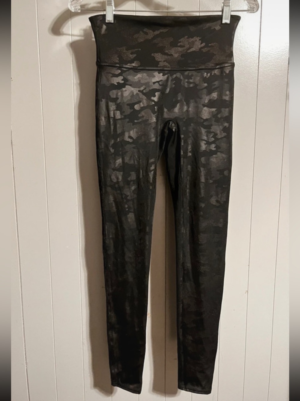 Spanx faux leather camo shimmer leggings